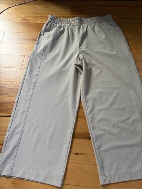 Cynthia Rowley Light Beige Wide-Leg Elastic-Waist Trousers